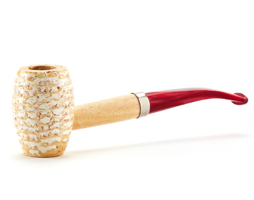 Missouri Meerschaum The Icelandic Cob kukorica pipa hajlított bordó szárral 6 mm filterrel